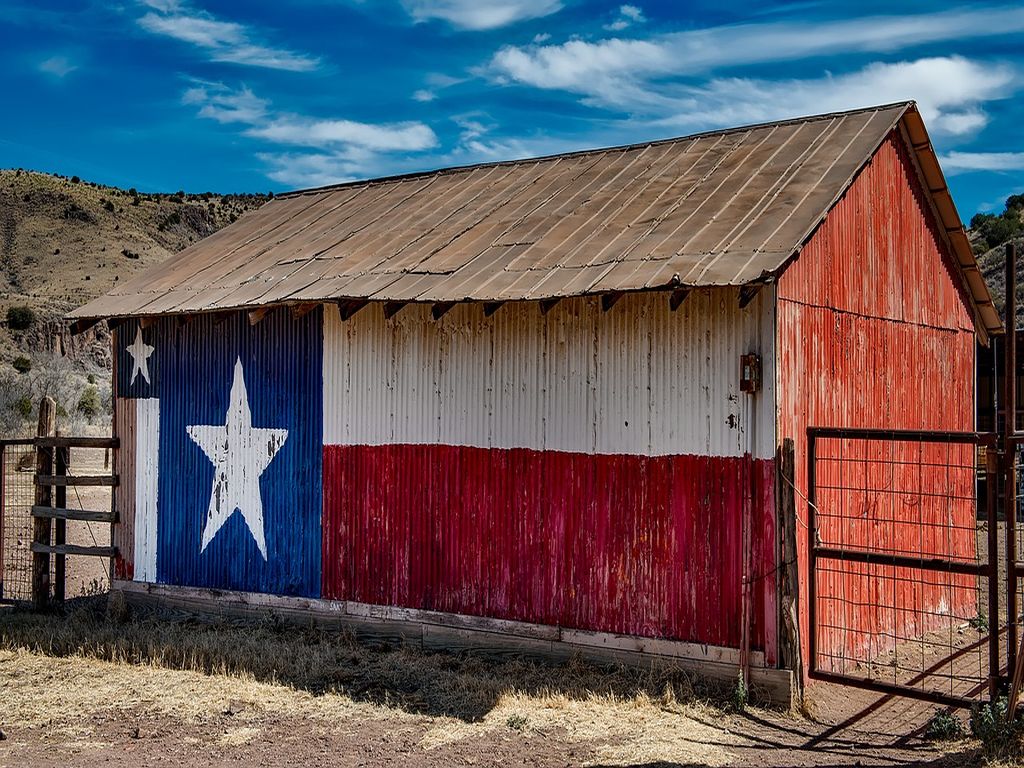 image Texas Flag on Hangar sidewall